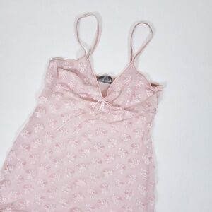 Y2K Lace Camisole Pastel Pink Sheer Mesh Slip Nightgown Tank Top